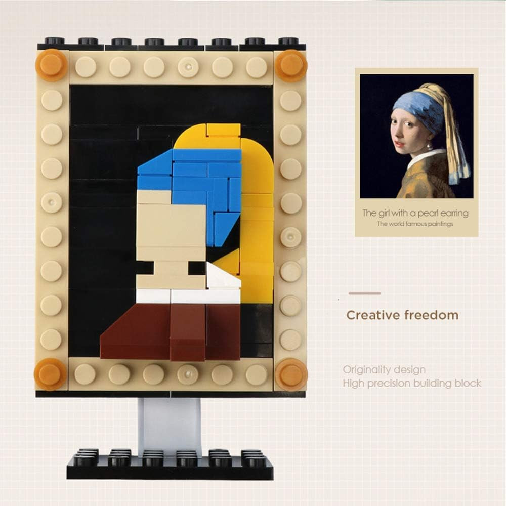 4 Pcs World Famous Painting MOC Building Blocks Toy Set, Compatible with Lego Building Set,Art Portrait Toys,Educational Classic Toy Bricks,Stem Gift Toys for Kids Boys Girls