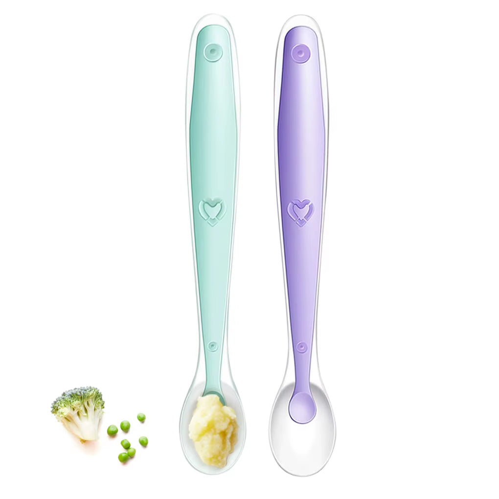 Soft Silicone Baby Feeding Spoon Candy Color Temperature Sensing Spoon Children Food Baby Spoons Feeding Dishes Feeder Flatware