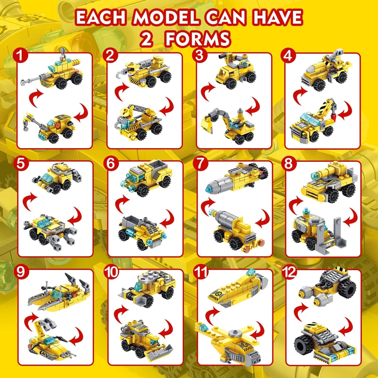 STEM Building Toys 566 Pieces Blocks 25-In-1 Builds Construction Vehicles Kit Gift Idea for Boys Girls Age 6 7 8 9 10+ Year Old Creative Educational Engineering Building Kit