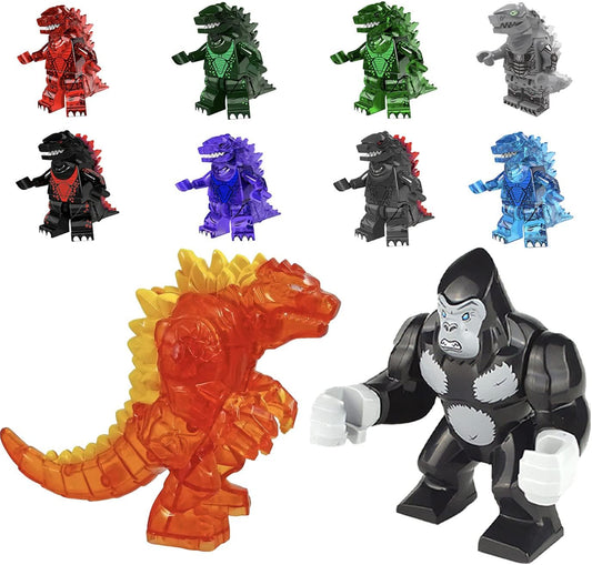 Set of 10 Godzilla Vs King Kong Action Figures, Godzilla Vs Kong Toys 2021, Godzilla Vs Kong Movie, Movable Joint Action Figures, Assembled Toys for Kids (Red Lotus Godzilla Package)