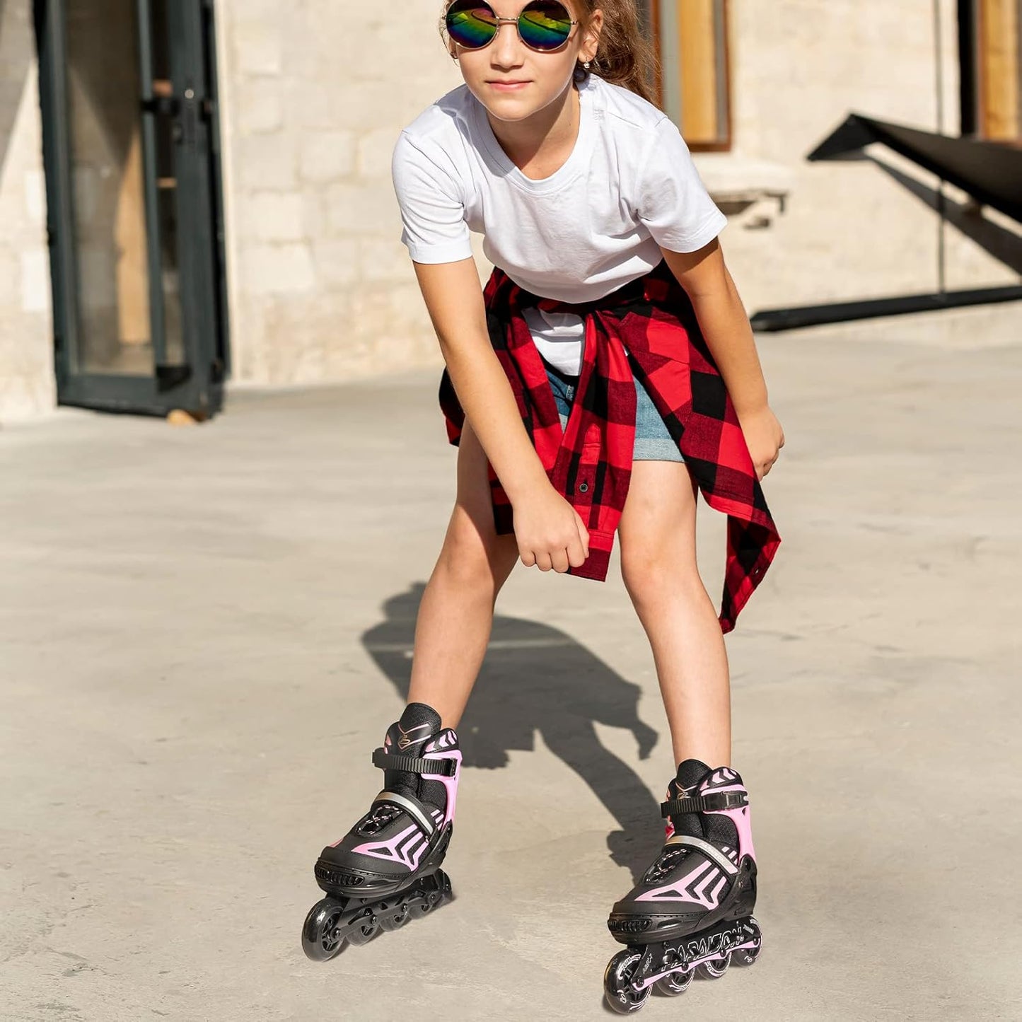 Adjustable Inline Skates for Girls and Boys with Light up Wheels, Beginner Skates Fun Illuminating Roller Skates for Kids Boys and Ladies