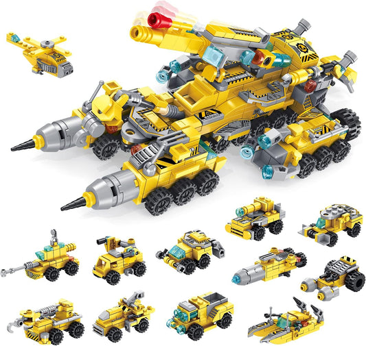 STEM Building Toys 566 Pieces Blocks 25-In-1 Builds Construction Vehicles Kit Gift Idea for Boys Girls Age 6 7 8 9 10+ Year Old Creative Educational Engineering Building Kit