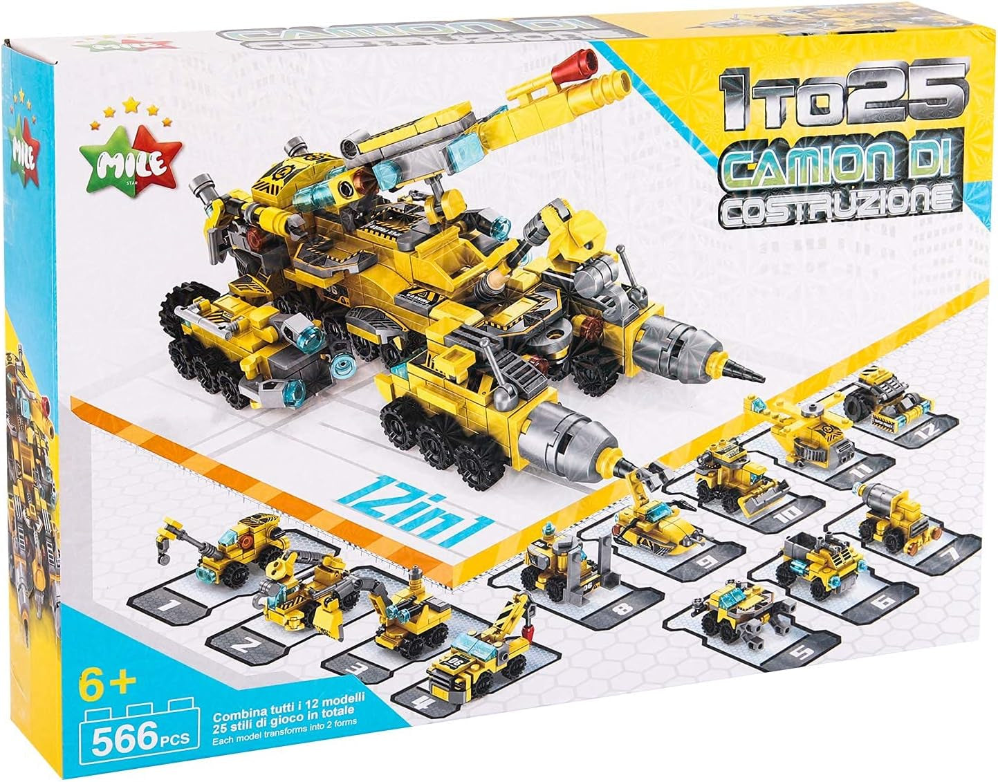 STEM Building Toys 566 Pieces Blocks 25-In-1 Builds Construction Vehicles Kit Gift Idea for Boys Girls Age 6 7 8 9 10+ Year Old Creative Educational Engineering Building Kit