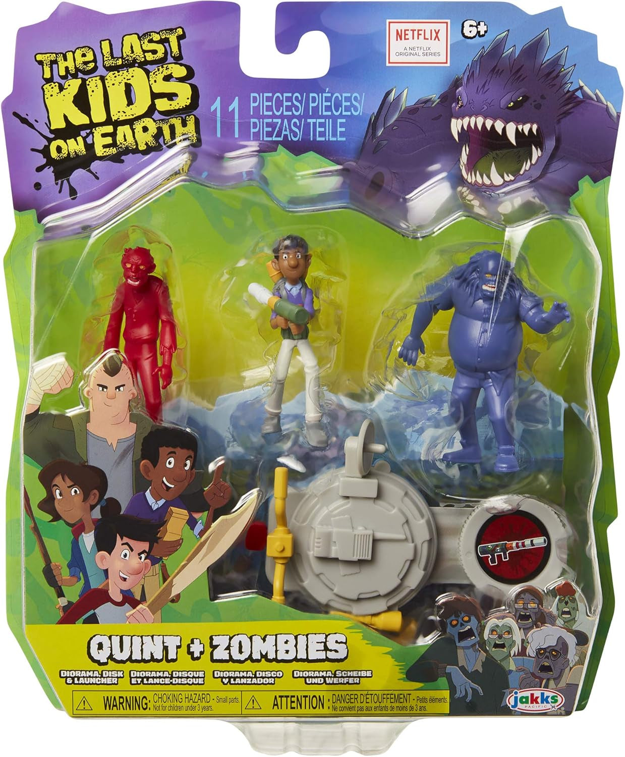 Toys Quint Action Figure 2.5" - Hero Pack Playset with 2 Zombies & Disk Launcher