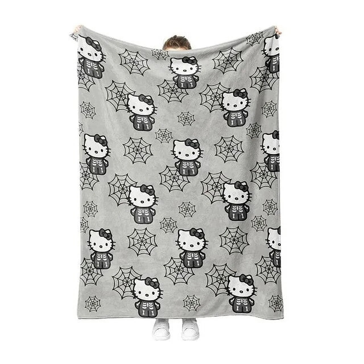 Kawaii Hello Kitty Halloween Series Blanket New Sanrio Kitty Cat Printed Flannel Warm Blanket for Bed Sofa Soft Plush Bedding