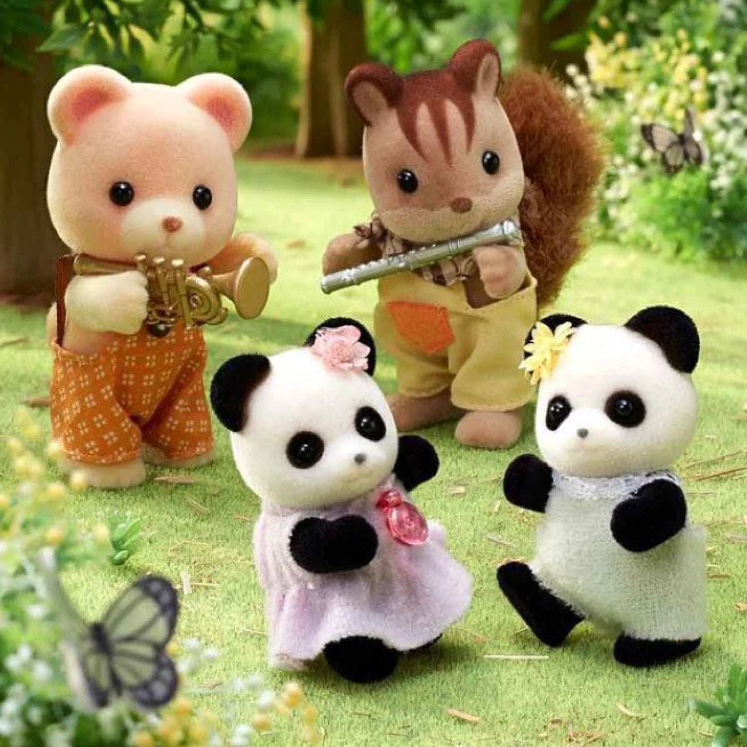 Pookie Panda Family, Set of 4 Collectible Doll Figures