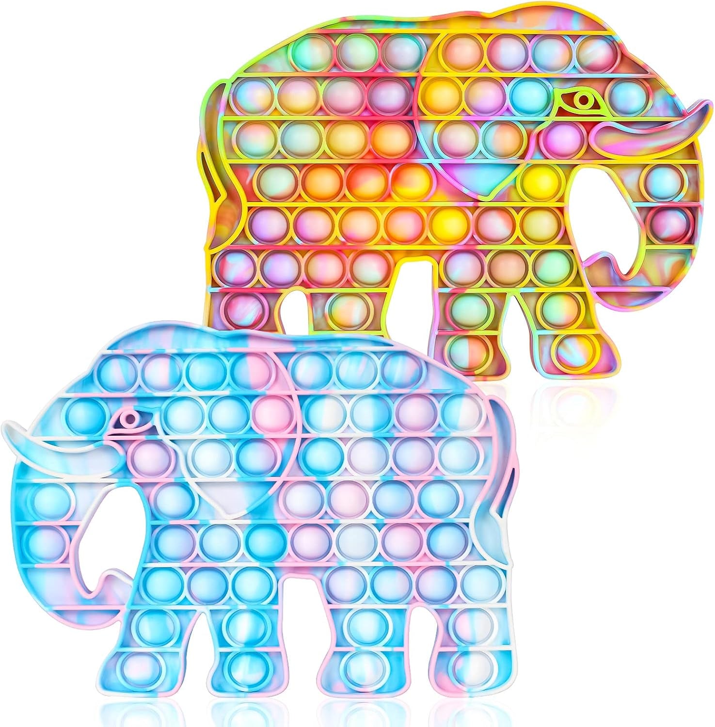 Push Fidget Pop Toys Elephant: Big Size Stress and Anti-Anxiety Reliever Sensory Toy, Silicone Bubble Squeeze Toys for Autism Special Needs, ADHD, Kids, Students and Adults (2 Packs)