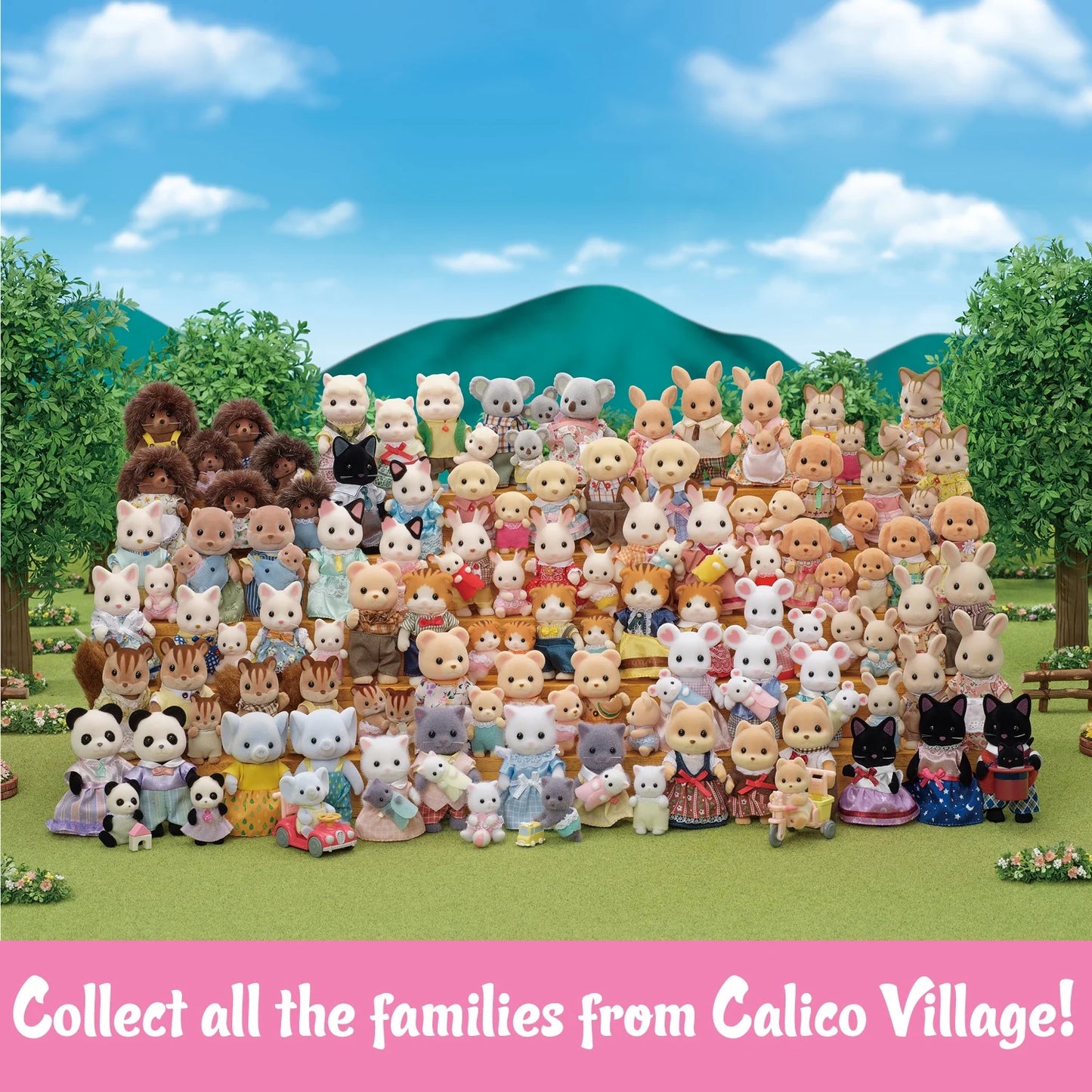 Pookie Panda Family, Set of 4 Collectible Doll Figures