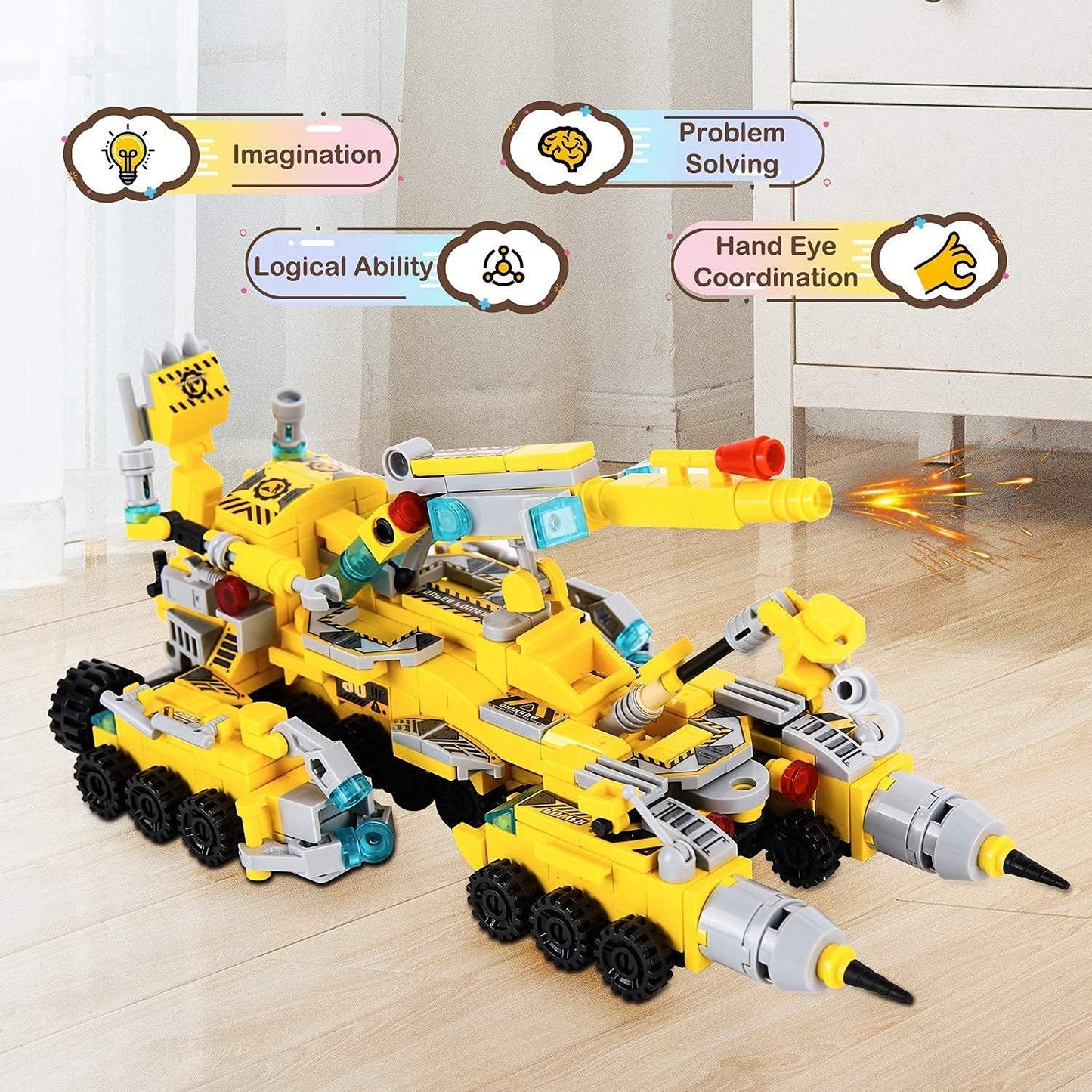 STEM Building Toys 566 Pieces Blocks 25-In-1 Builds Construction Vehicles Kit Gift Idea for Boys Girls Age 6 7 8 9 10+ Year Old Creative Educational Engineering Building Kit
