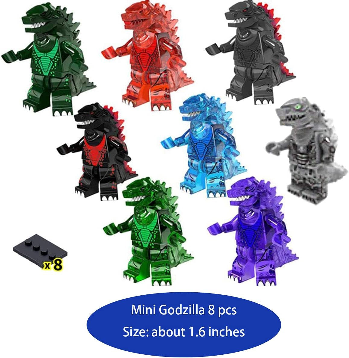 Set of 10 Godzilla Vs King Kong Action Figures, Godzilla Vs Kong Toys 2021, Godzilla Vs Kong Movie, Movable Joint Action Figures, Assembled Toys for Kids (Red Lotus Godzilla Package)