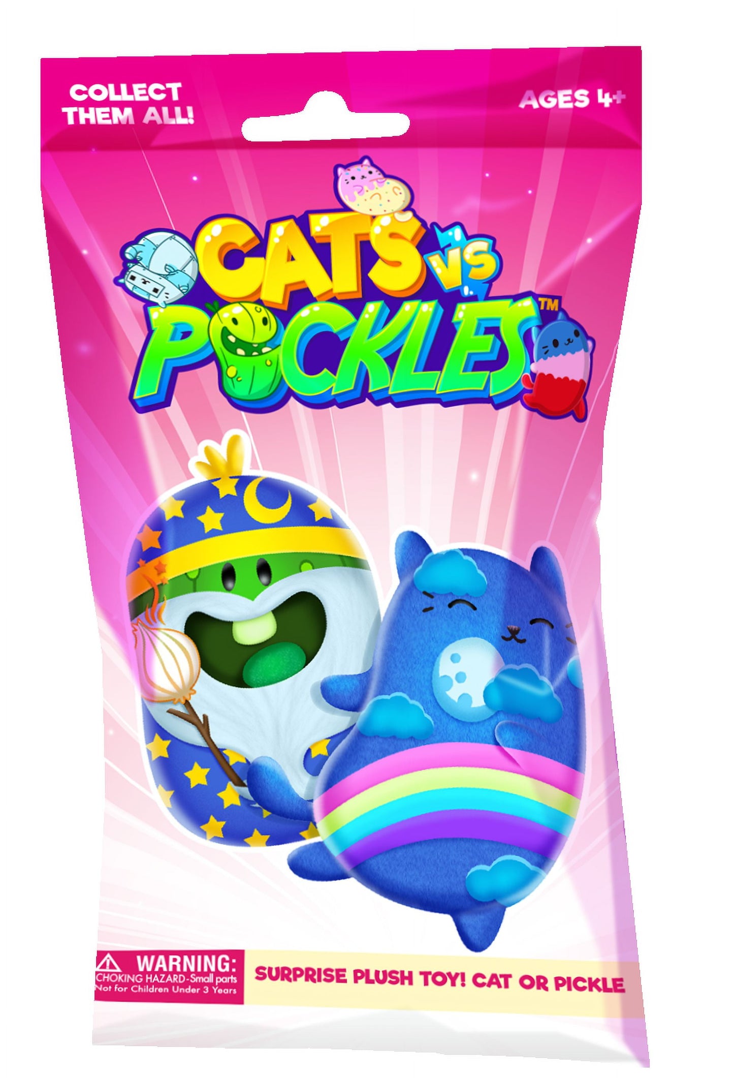 Cats Vs Pickles 4In Colorful Bean-Filled Blind Pack Assortment Collectible Plush. Styles Vary.