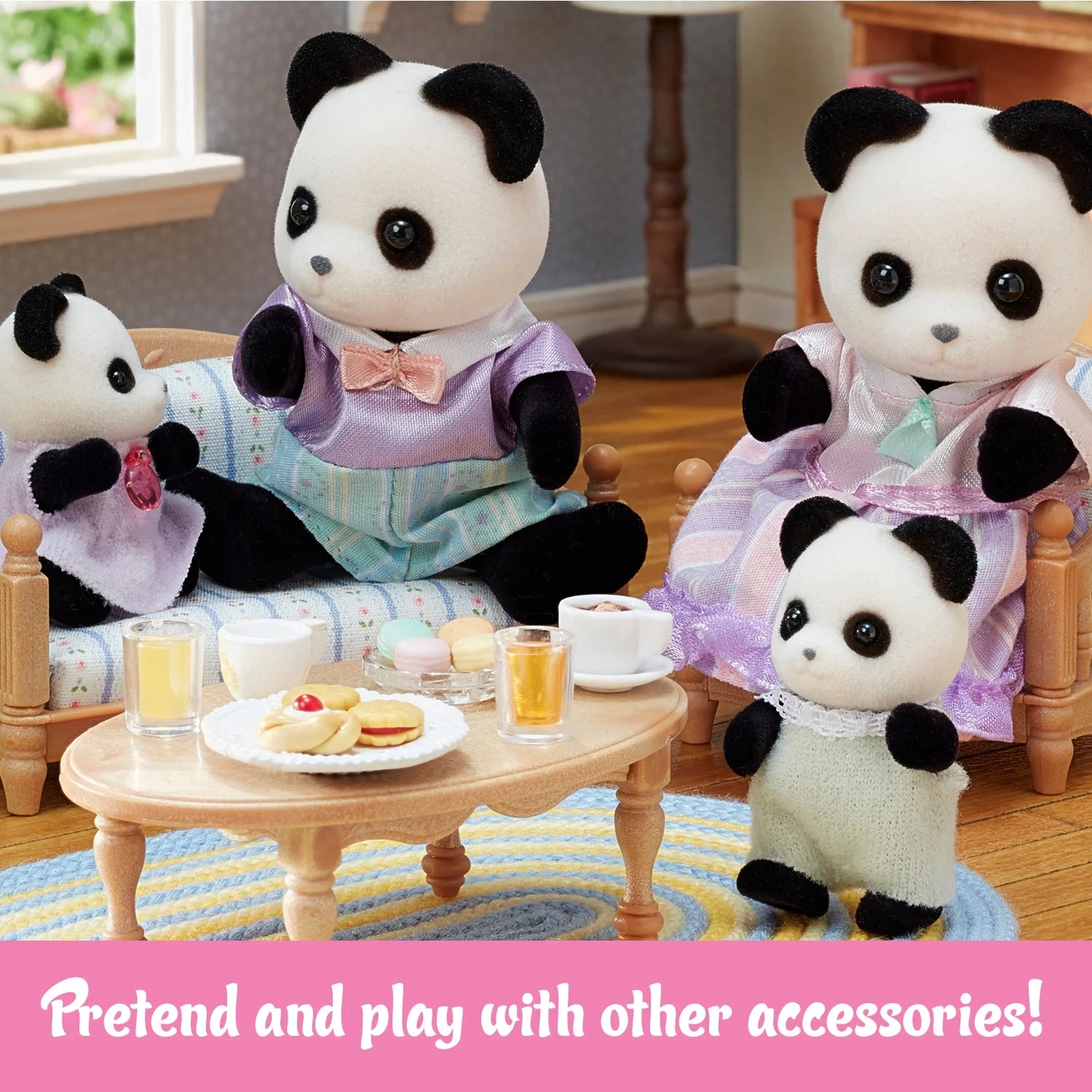 Pookie Panda Family, Set of 4 Collectible Doll Figures